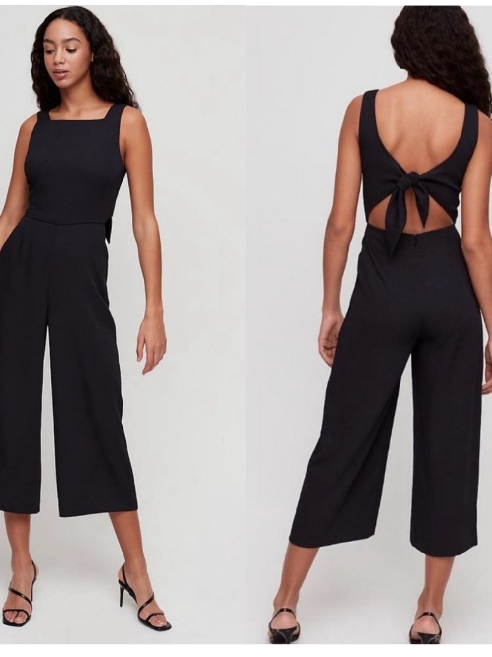 Aritzia Wilfred Ecoulement Square-Neck Tie-Back Cropped Jumpsuit